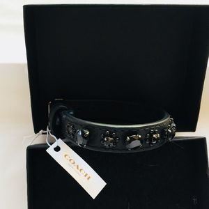 COACH *NWT* Black Leather & Stone Bracelet